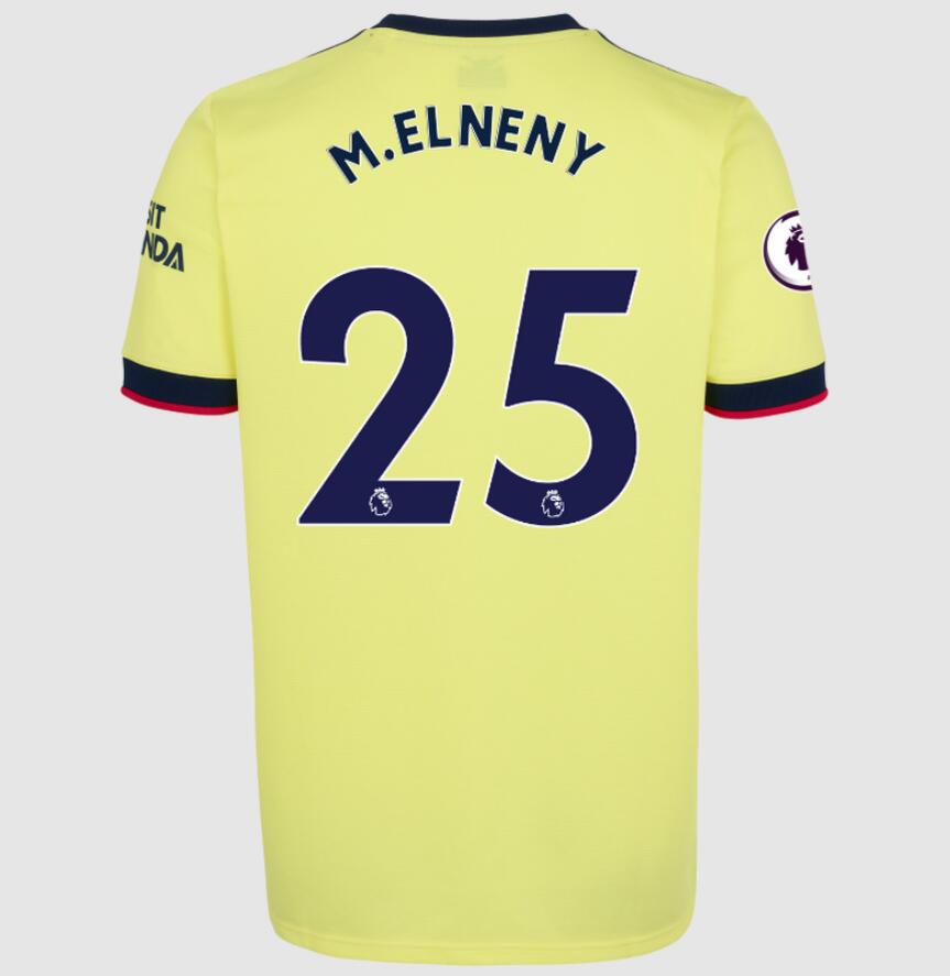 2021/22 Arsenal Away Kit Soccer Jersey with Mohamed Elneny 25 printing